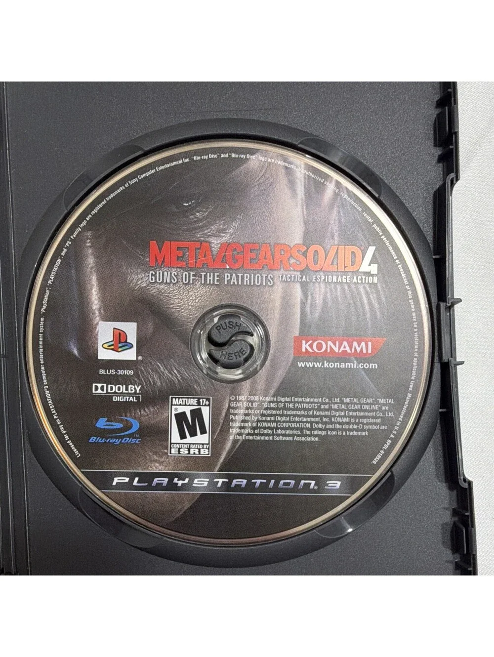 Konami Metal Gear Solid 4 PS3 Tactical Espionage Action M 2008 NTSC-U/C Disc